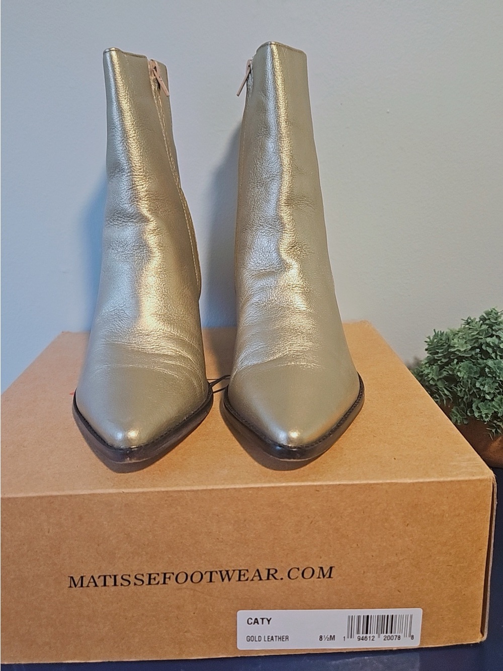 Matisse Metallic Gold Pointed Leather Ankle Booties